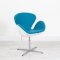 Turquoise Fabric White Swan Chair