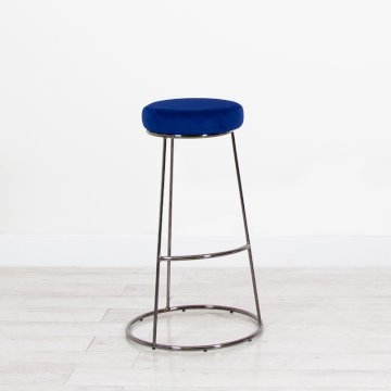 Black Chrome Spire Stool - Blue Pad