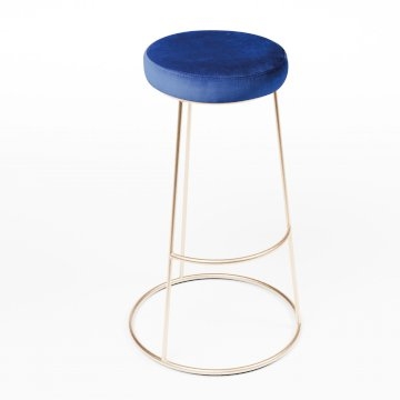 Rose Gold Chrome Spire Stool - Blue Pad