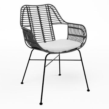 Miami Armchair - Black with White Cushion