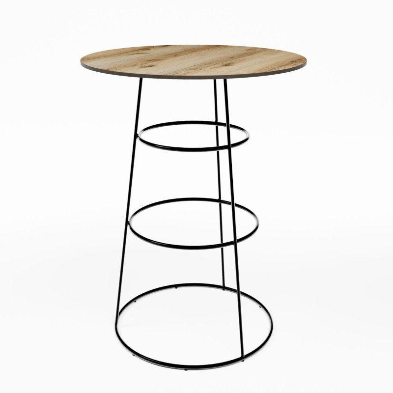 Black Spire Poseur Table - Oak Top