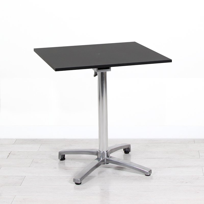 700mm Black Square Bistro Table - Chrome Frame