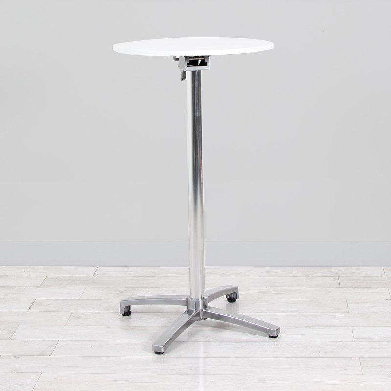 600mm White Round Poseur Table - Chrome Frame