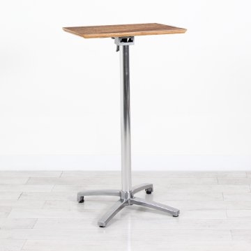 600mm Wooden Square Poseur Table - Chrome Frame