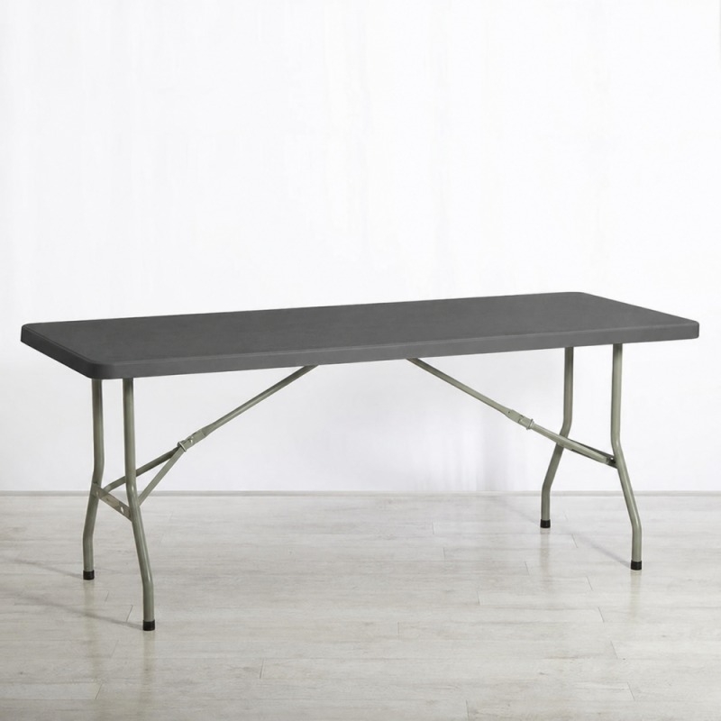 Plastic Rectangular Trestle Table (6ft) - Dark Grey