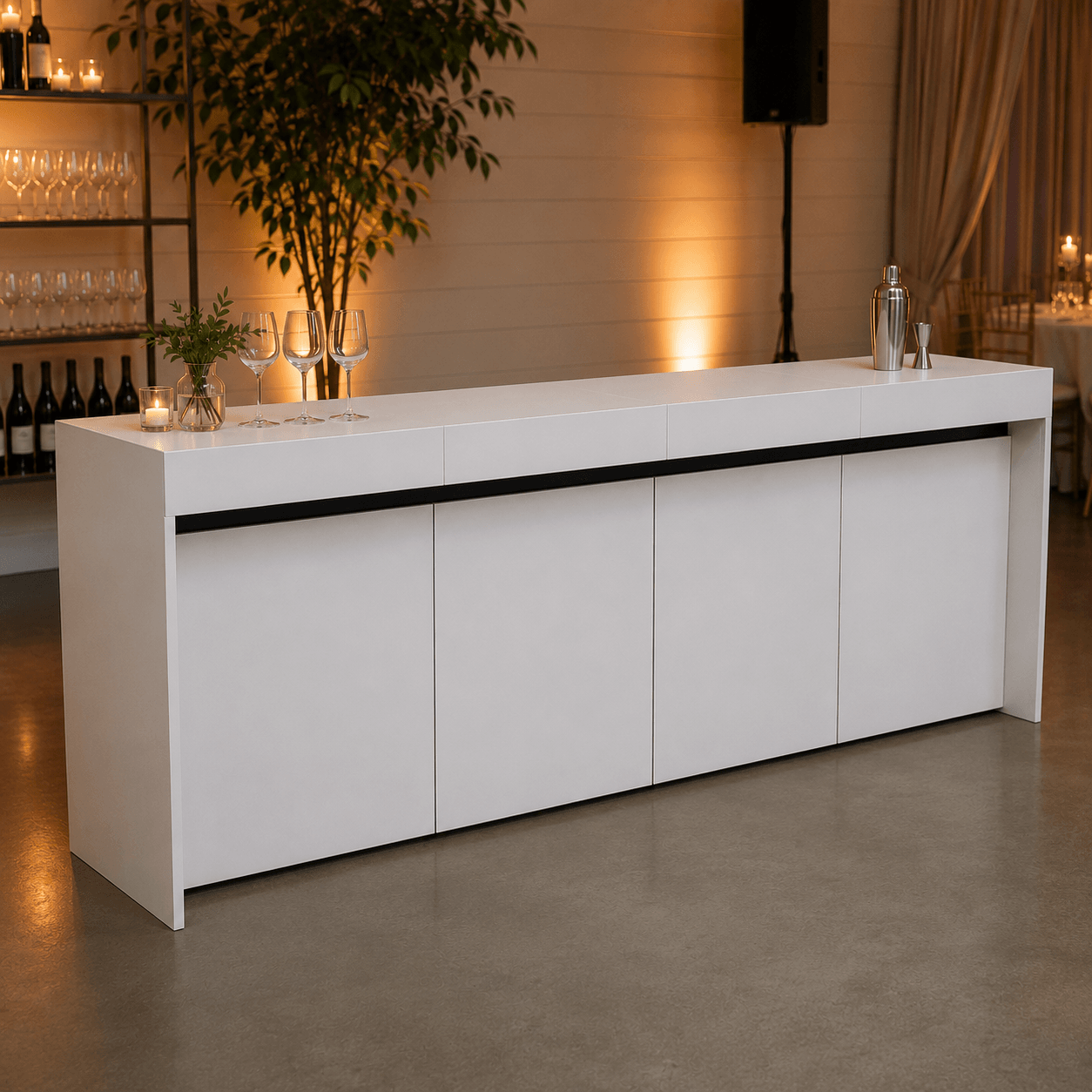 4m Straight  Bar Counter - White