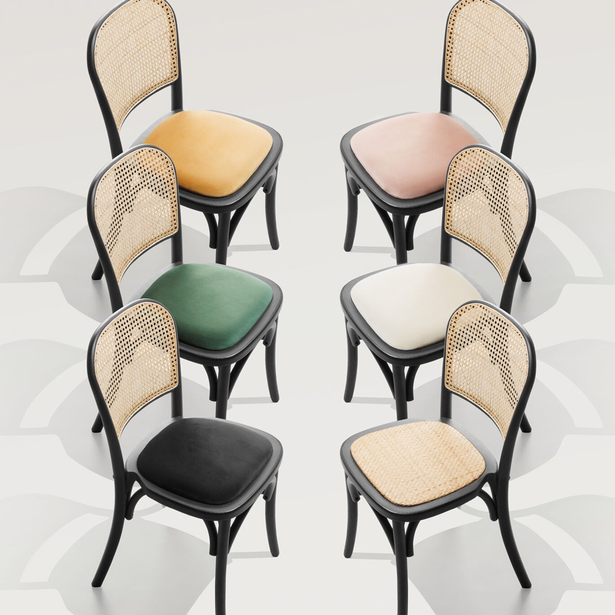 Cane Back Chair - Black Pad