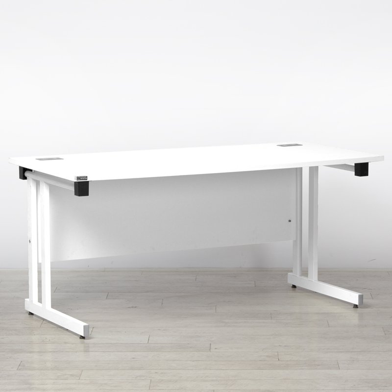 1550 x 750mm White Desk with Modesty Panel