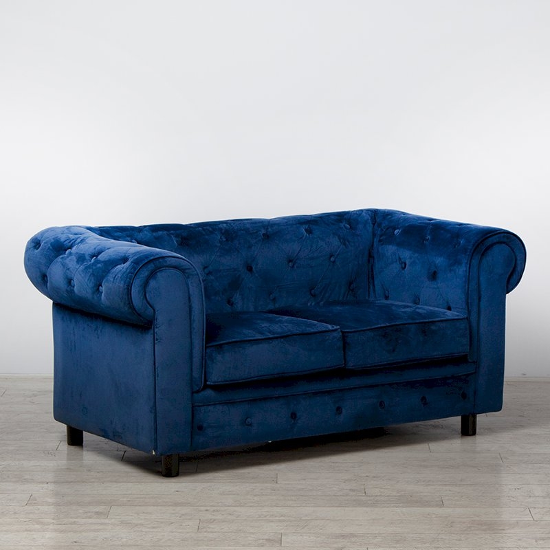Chesterfield Fabric Sofa - Royal Blue