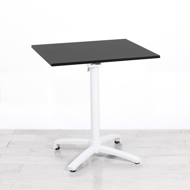 700mm Black Square Bistro Table - White Frame