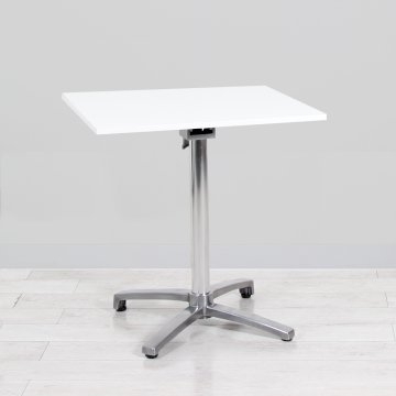 700mm White Square Bistro Table - Chrome Frame
