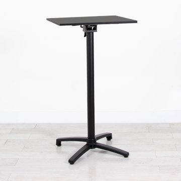 600mm Black Square Poseur Table - Black Frame