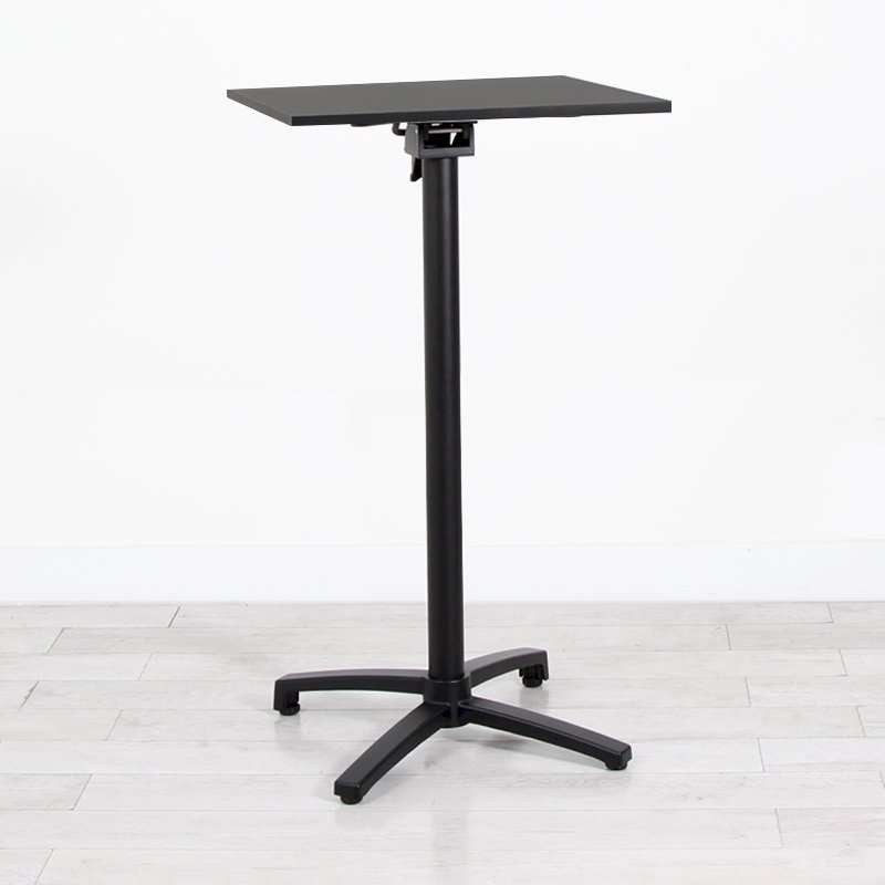 600mm Black Square Poseur Table - Black Frame