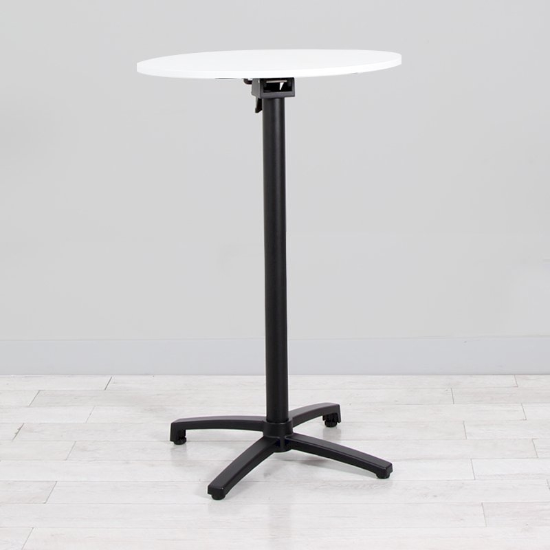 700mm White Round Poseur Table - Black Frame