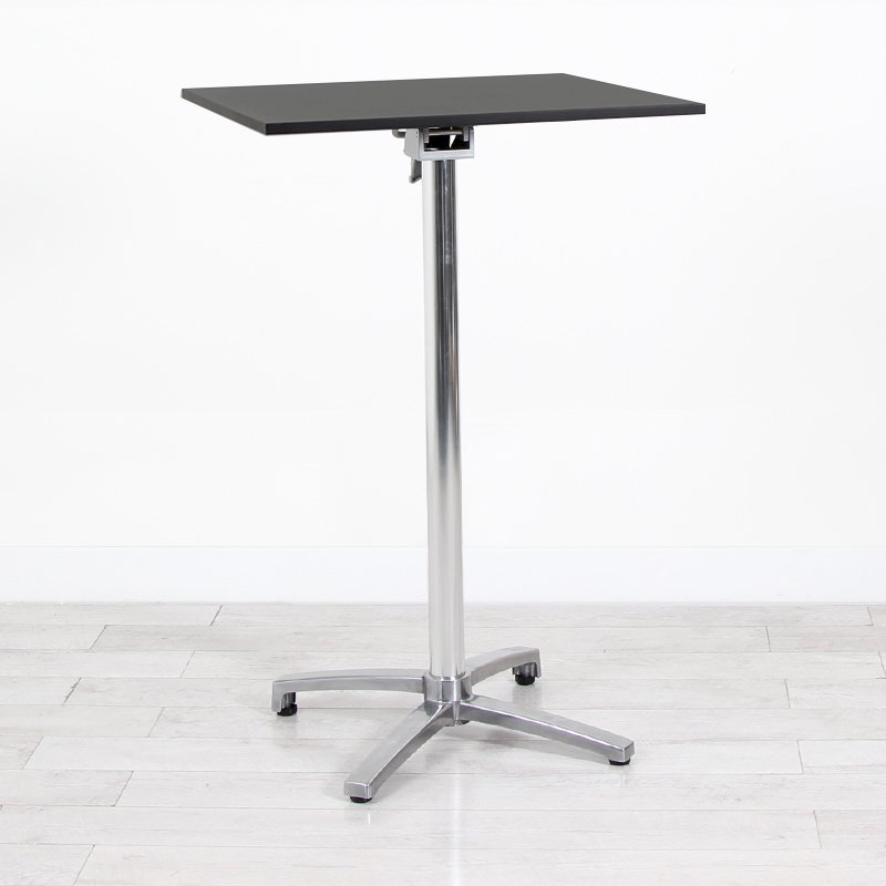 700mm Black Square Poseur Table - Chrome Frame