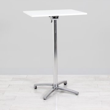 700mm White Square Poseur Table - Chrome Frame