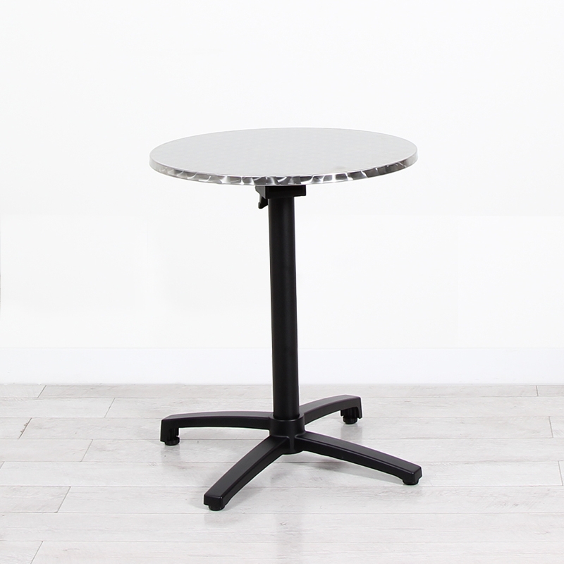 600mm Chrome Round Bistro Table - Black Frame