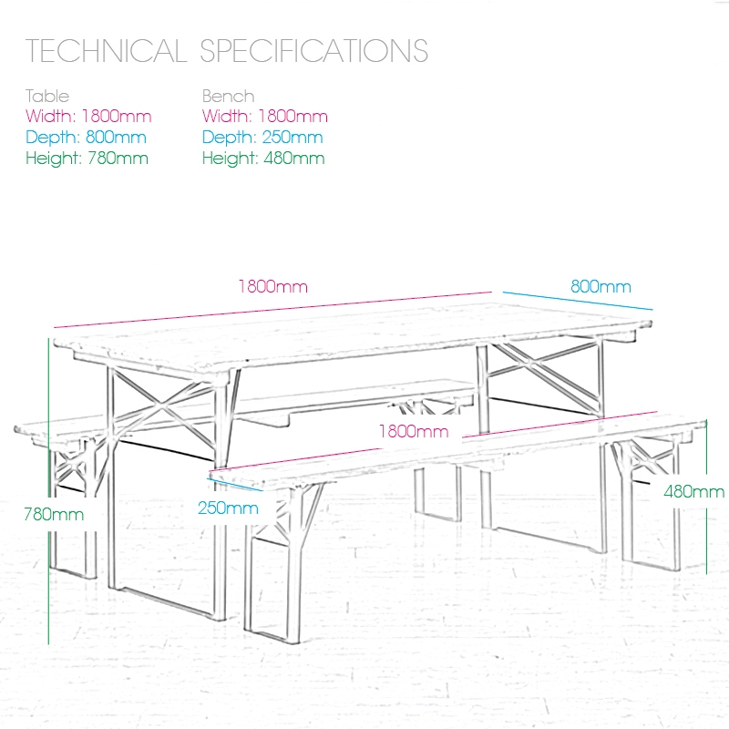 Beer Table & Bench Set (1800 x 800 Standard)