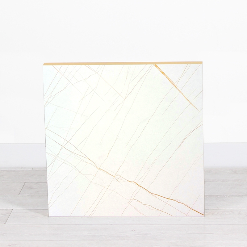 600mm White Marble Square Bistro Table - Black Frame