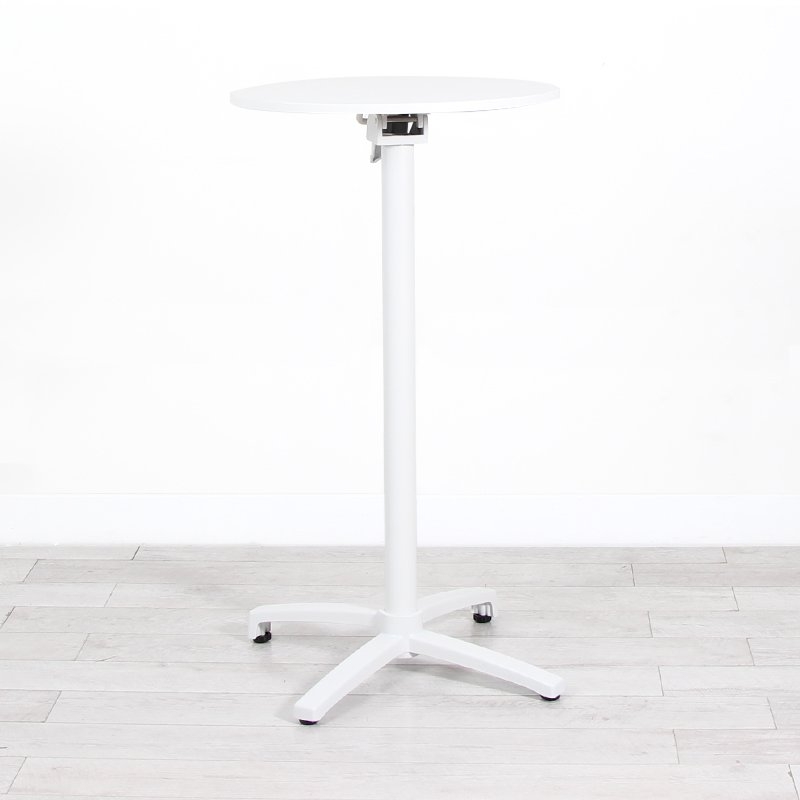 600mm White Round Poseur Table - White Frame