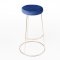 Rose Gold Chrome Spire Stool - Blue Pad