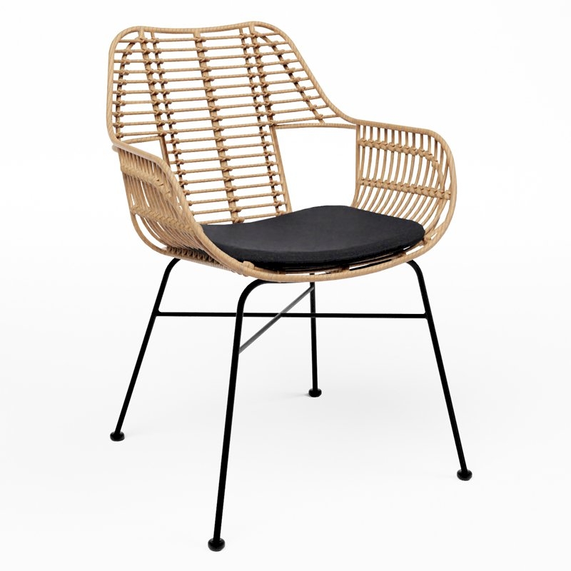 Miami Armchair - Natural with Black Cushion