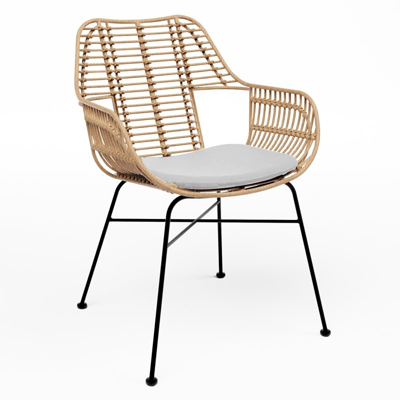 Miami Armchair - Natural with White Cushion