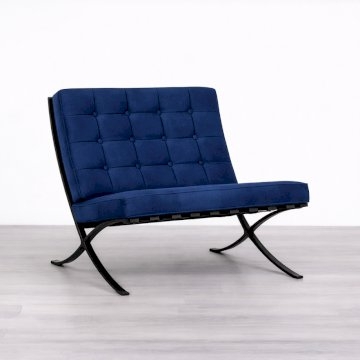 Barcelona Style Chair - Blue Velvet Barcelona Style Chair - Blue Velvet