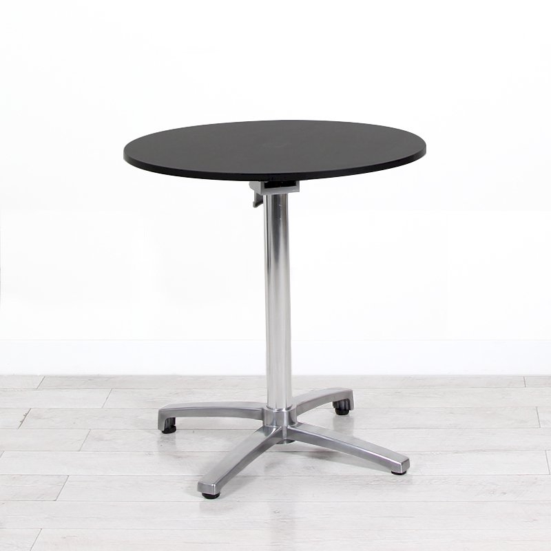 700mm Black Round Bistro Table - Chrome Frame