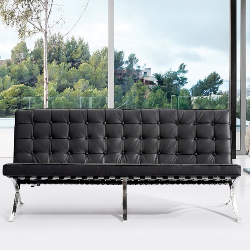 Black Barcelona Style Sofa