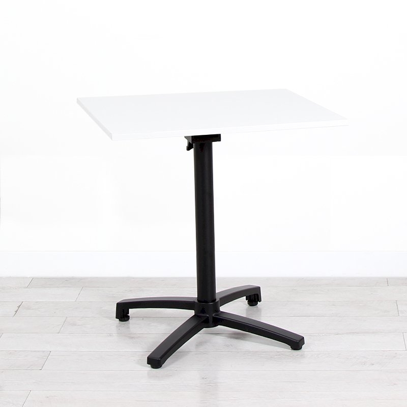 700mm White Square Bistro Table - Black Frame
