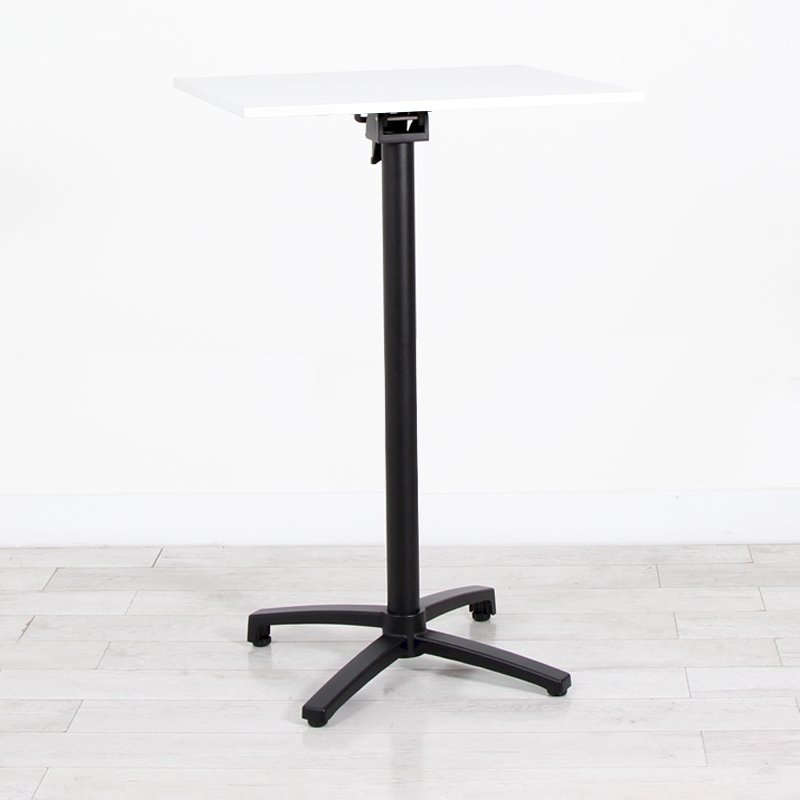 700mm White Square Poseur Table - Black Frame
