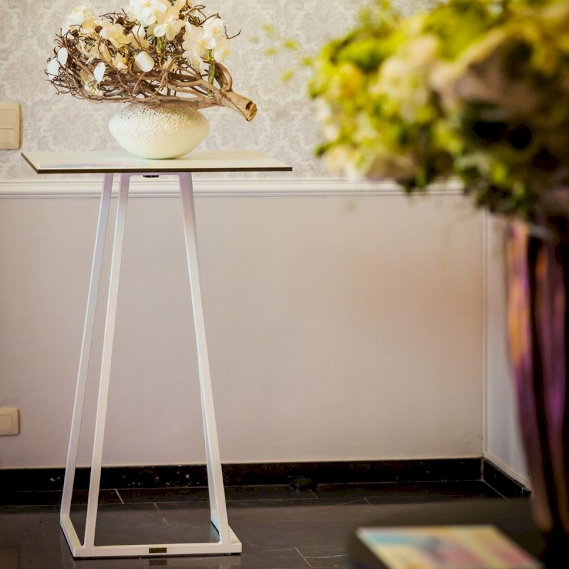 Dallas Square Poseur Table - White