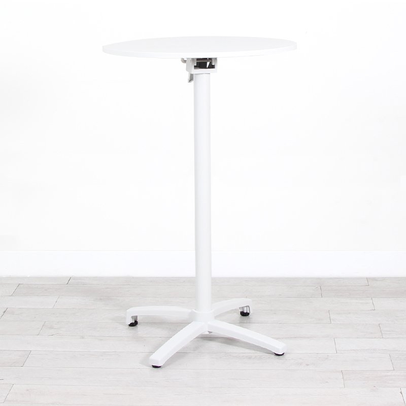 700mm White Round Poseur Table - White Frame