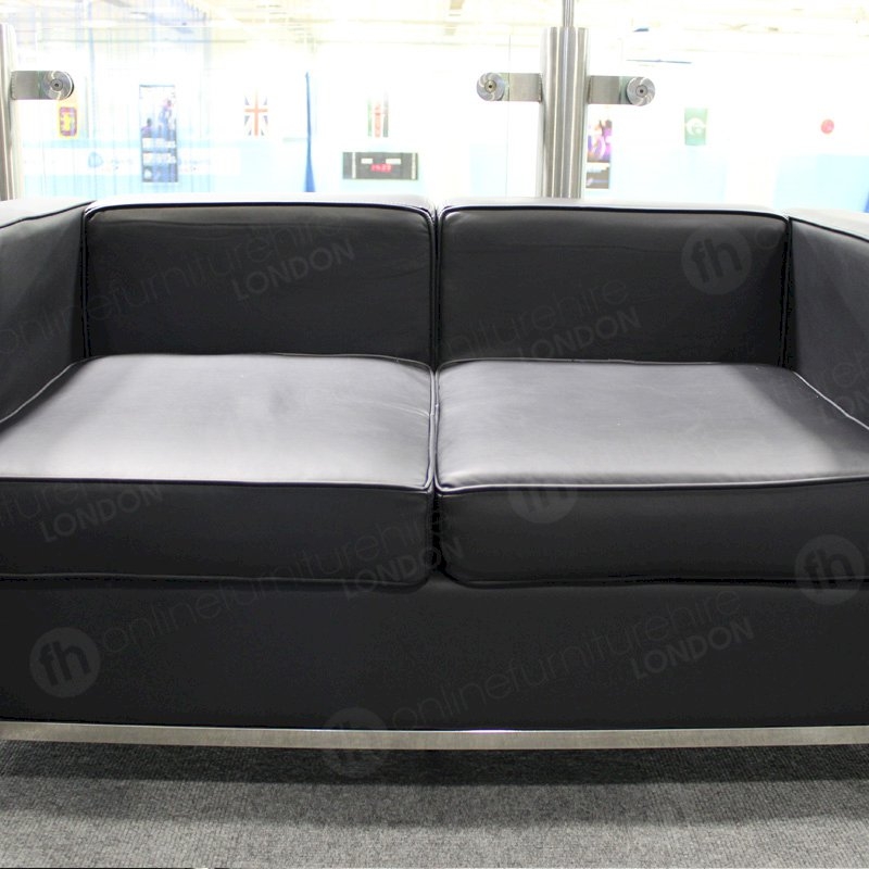Black Chrome Framed Leather Sofa