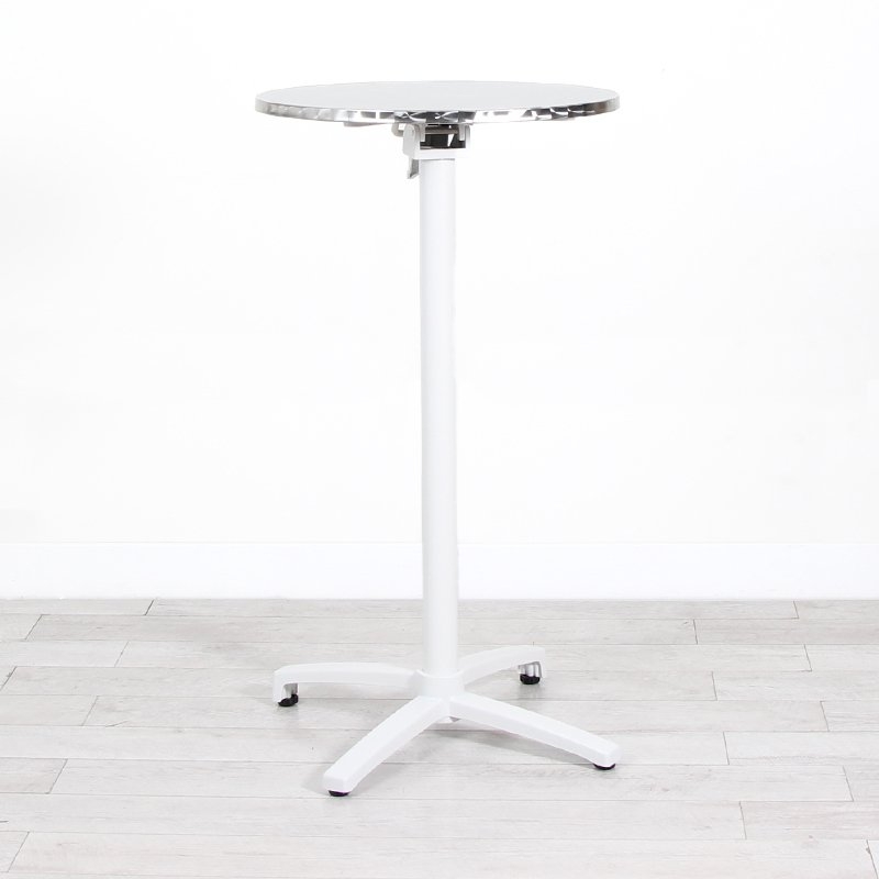 600mm Chrome Round Poseur Table - White Frame