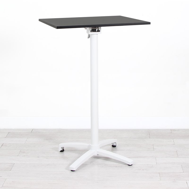 700mm Black Square Poseur Table - White Frame