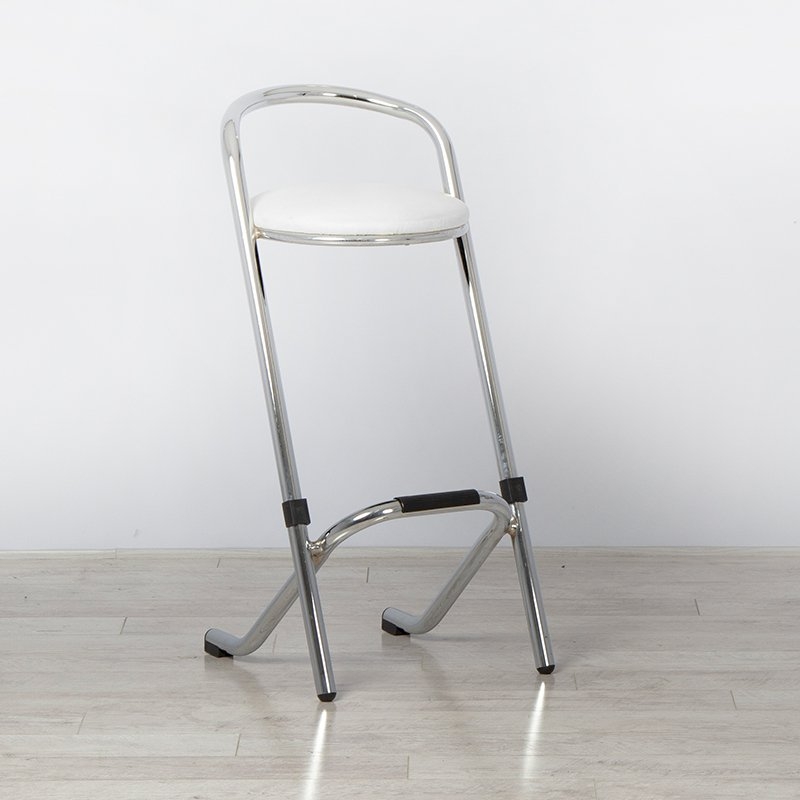 Chrome Bar Stool - White Pad