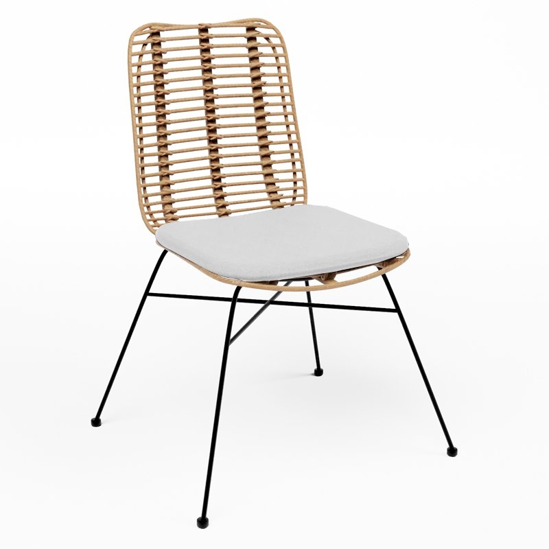 Miami Chair - Natural with White Cushion
