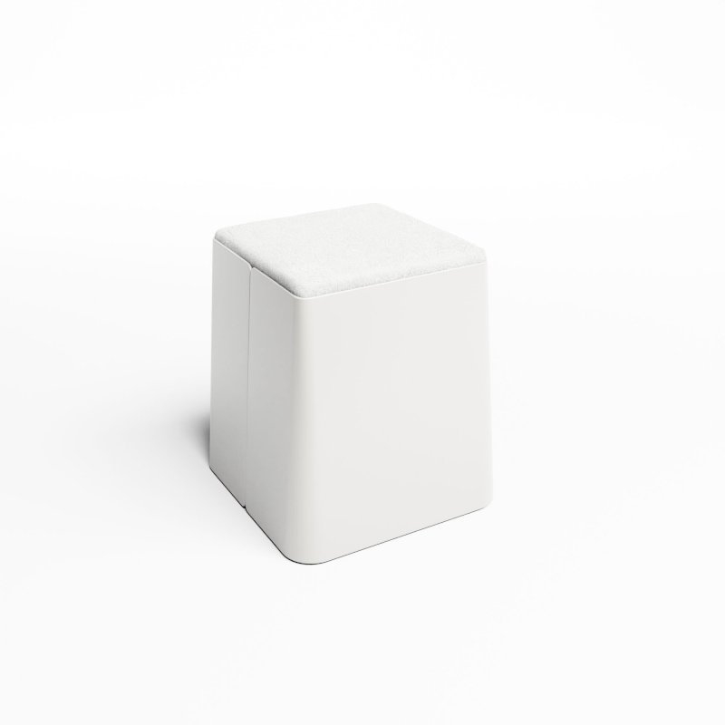 White Bric Stool - White Fabric Top