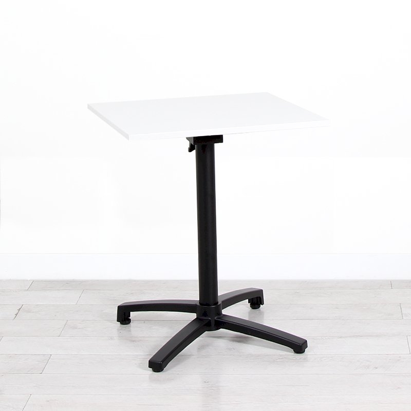 600mm White Square Bistro Table - Black Frame