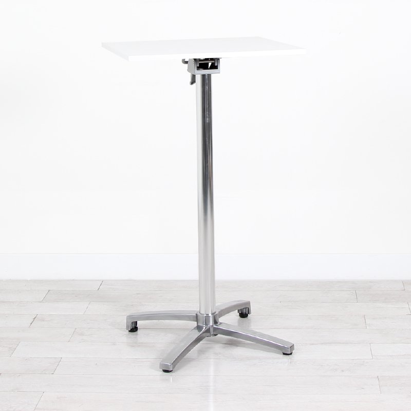 600mm White Square Poseur Table - Chrome Frame