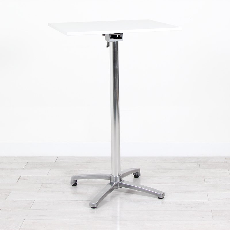 700mm White Square Poseur Table - Chrome Frame