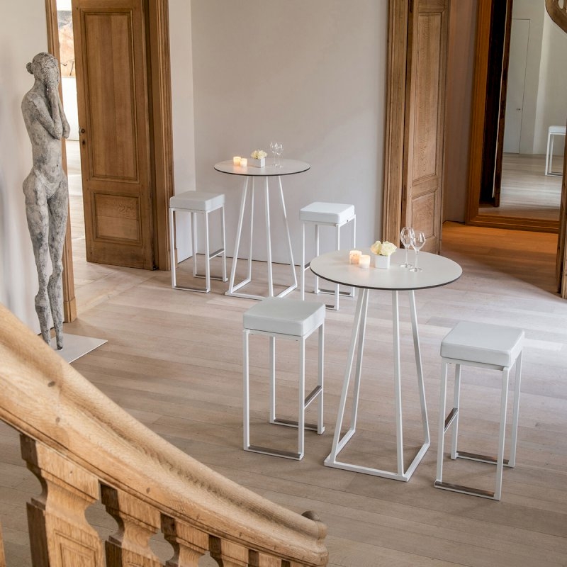 Dallas Round Poseur Table - White