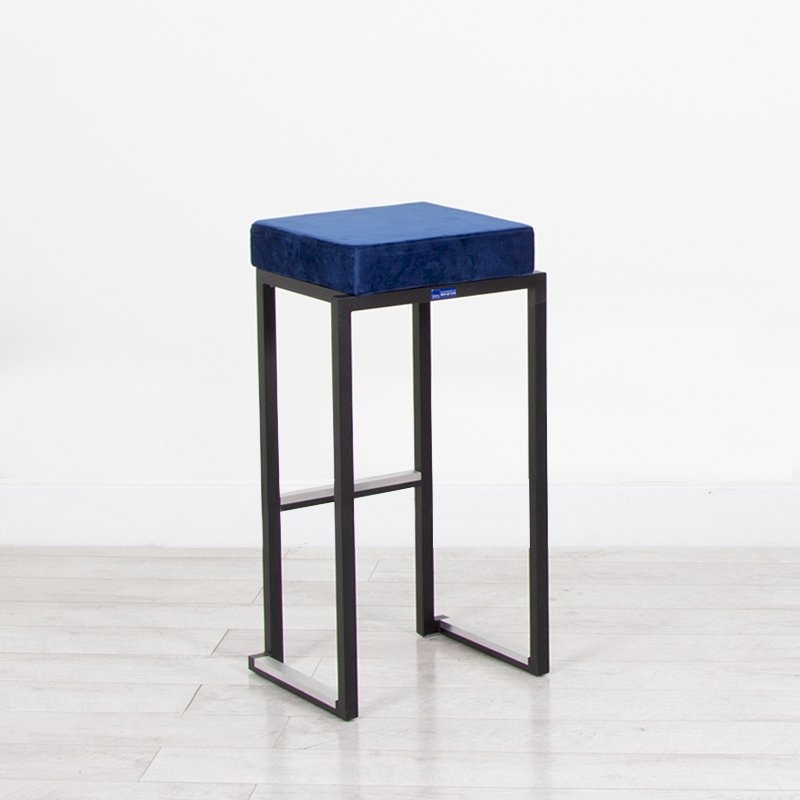 Nevada Bar Stool - Black Base Blue Pad