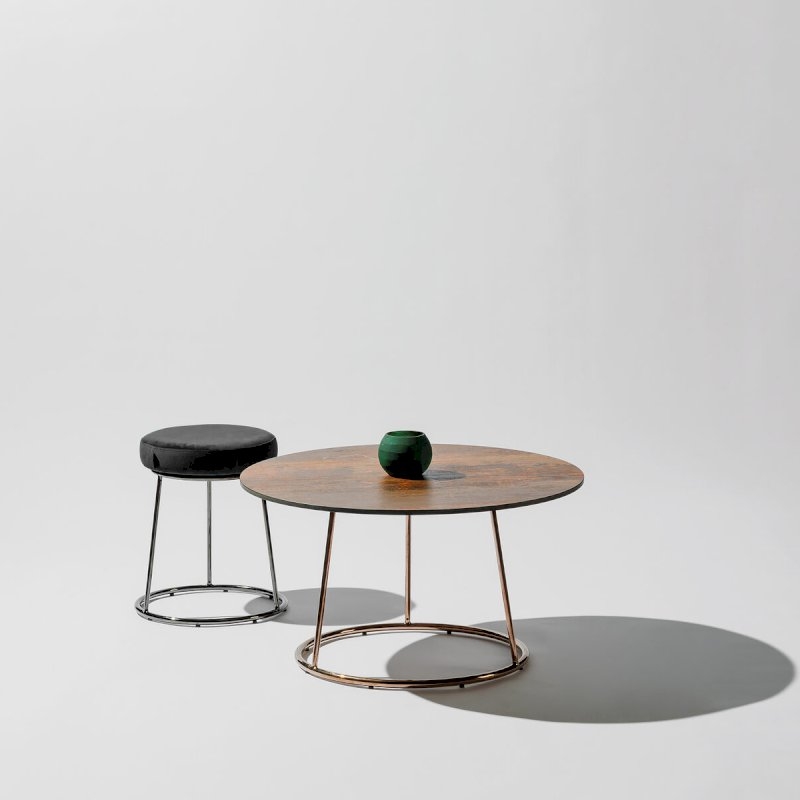 Black Chrome Low Spire Stool - Black Pad