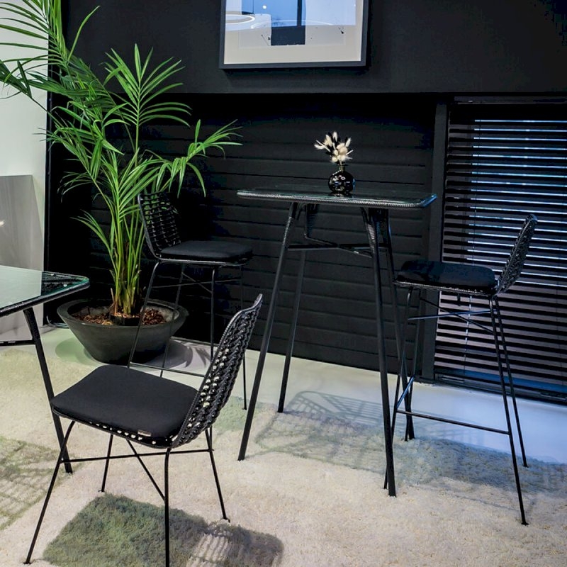 Miami Bar Stool - Black with Black Cushion