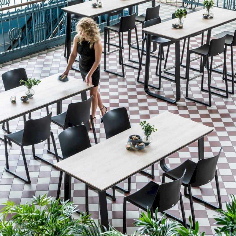 Utah Double Bistro Table - Black Base Black Top